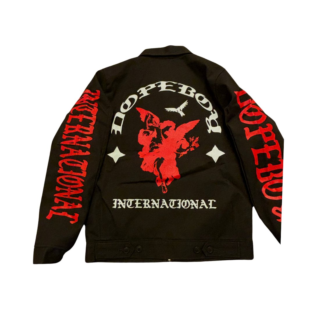 Dopeboy International Coat-Brown With Red Print