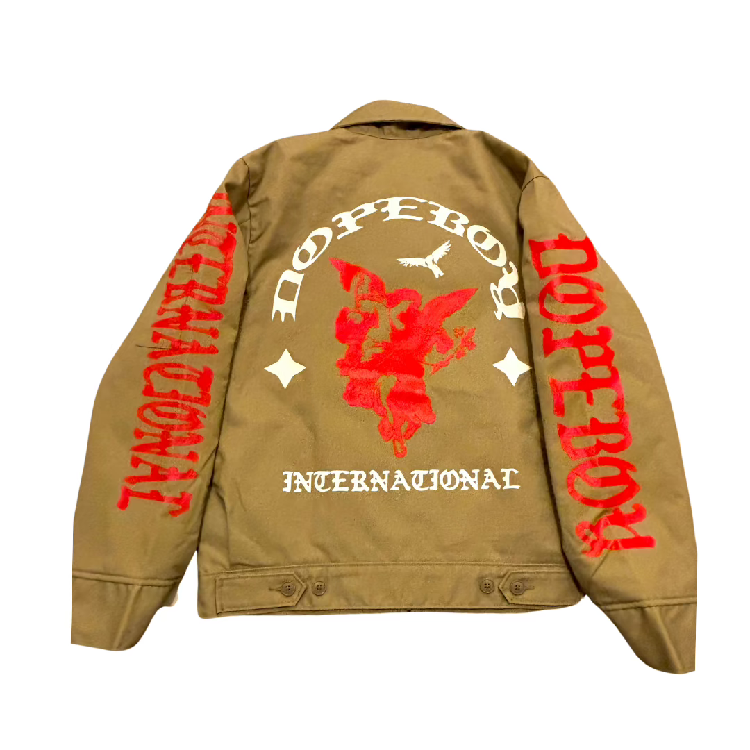 Dopeboy International Jacket Khaki &Red Print