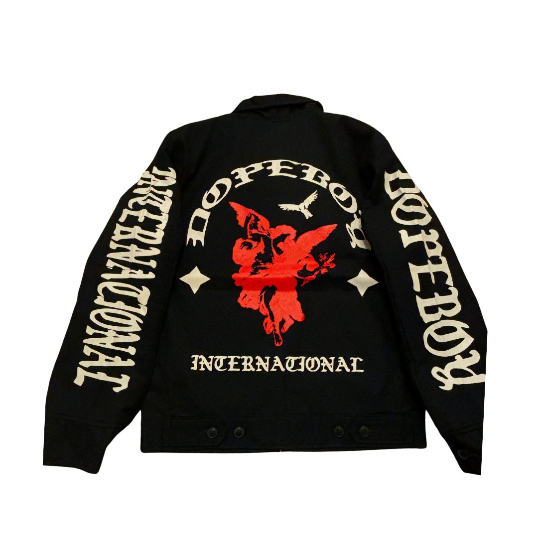 Dopeboy International Coat Navy Red And White Print