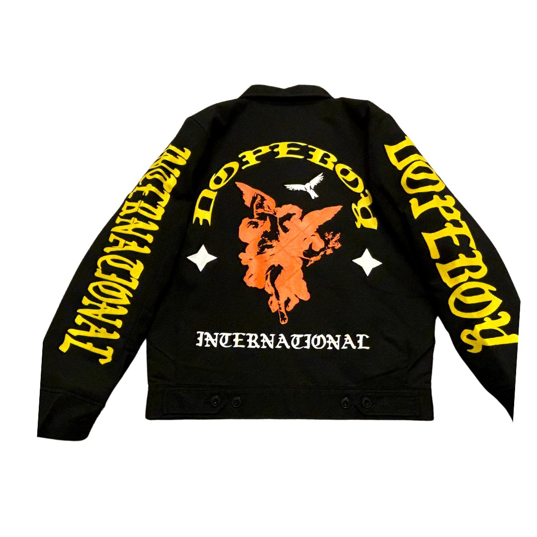 Dopeboy International Jacket Black Orange & Yellow Print