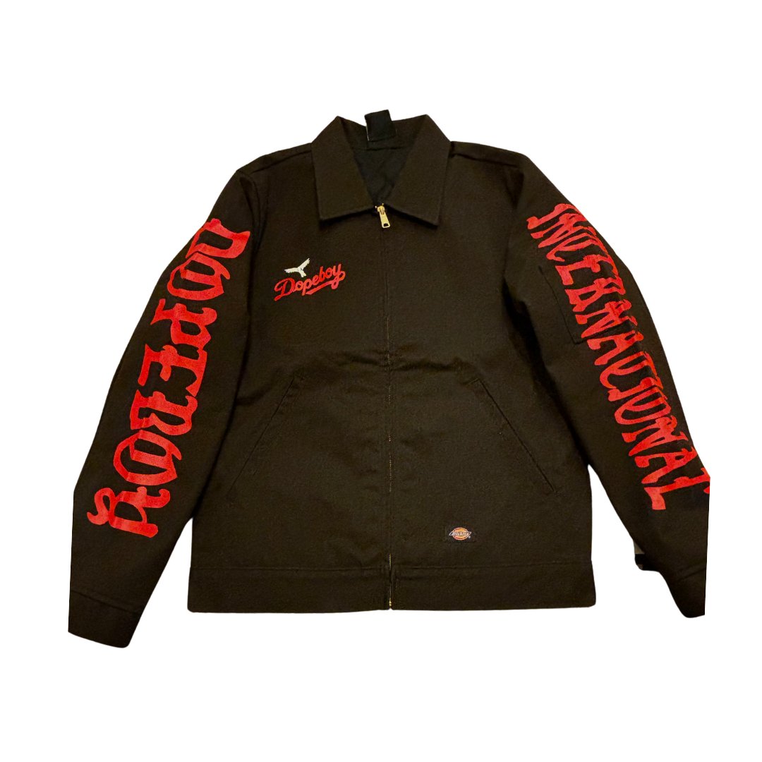 Dopeboy International Coat-Brown With Red Print
